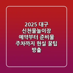 2025 대구 신천물놀이장 예약부터 준비물, 주차까지! 현실 꿀팁 방출