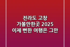 전라도 고창 가볼만한곳 2025, 이제 뻔한 여행은 그만!