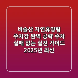 비슬산 자연휴양림 주차장 완벽 공략: 주차 실패 없는 실전 가이드 (2025년 최신)