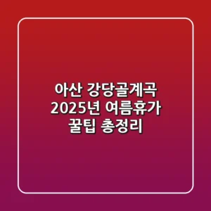 아산 강당골계곡, 2025년 여름휴가 꿀팁 총정리!