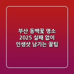 부산 동백꽃 명소 2025: 실패 없이 인생샷 남기는 꿀팁