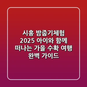 시흥 밤줍기체험 2025: 아이와 함께 떠나는 가을 수확 여행 완벽 가이드