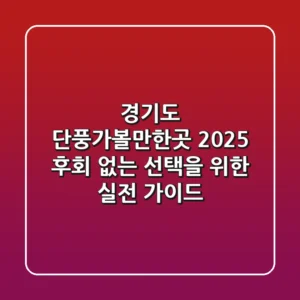 경기도 단풍가볼만한곳, 2025 후회 없는 선택을 위한 실전 가이드