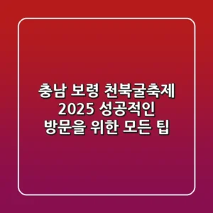 충남 보령 천북굴축제 2025, 성공적인 방문을 위한 모든 팁