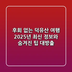 후회 없는 덕유산 여행, 2025년 최신 정보와 숨겨진 팁 대방출!