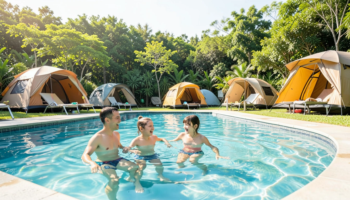 황산벌 캠핑장 시설 완벽 분석: 온수 수영장부터 오토캠핑까지
