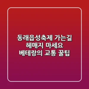 동래읍성축제 가는길, 헤매지 마세요! 베테랑의 교통 꿀팁