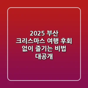 🎄 2025 부산 크리스마스 여행, 후회 없이 즐기는 비법 대공개!