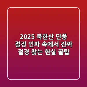 2025 북한산 단풍 절정, 인파 속에서 '진짜' 절경 찾는 현실 꿀팁