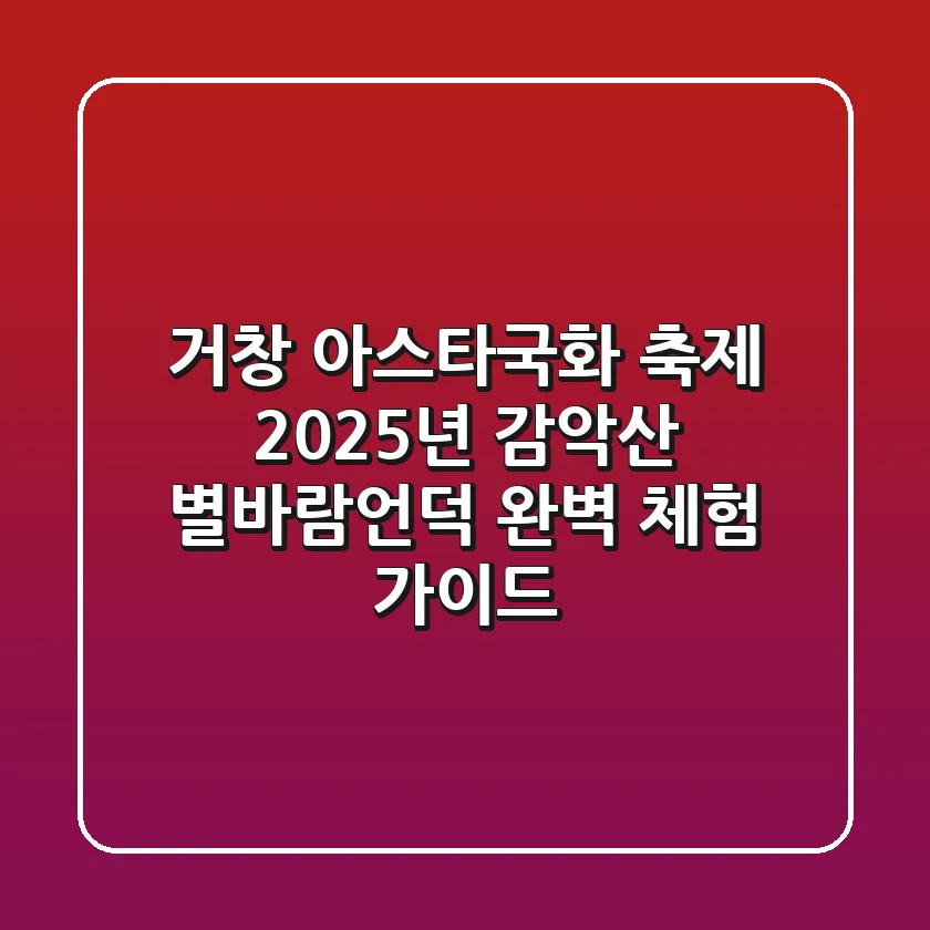 거창 아스타국화 축제: 2025년 감악산 별바람언덕 완벽 체험 가이드