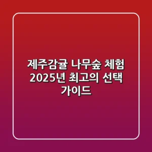 제주감귤 나무숲 체험, 2025년 최고의 선택 가이드
