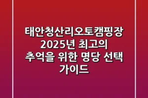 태안청산리오토캠핑장, 2025년 최고의 추억을 위한 명당 선택 가이드
