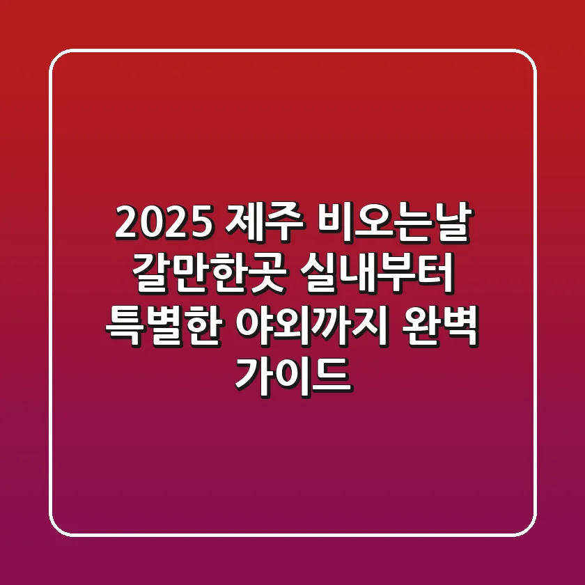 2025 제주 비오는날 갈만한곳, 실내부터 특별한 야외까지 완벽 가이드