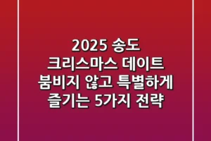 2025 송도 크리스마스 데이트, 붐비지 않고 특별하게 즐기는 5가지 전략