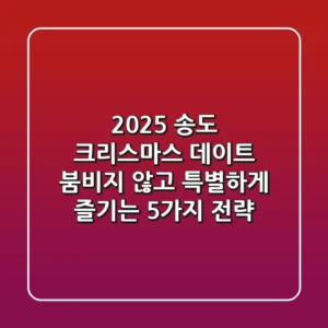 2025 송도 크리스마스 데이트, 붐비지 않고 특별하게 즐기는 5가지 전략